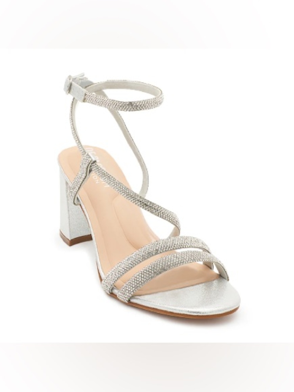 De Blossom Collection Silver Shimmer RhinestonSilver Block Heel Sandals size 6.5 - Picture 2 of 6